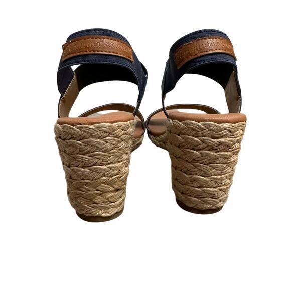 Tommy Bahama Sakura Sandal Heels Wedges Navy Blue Espadrilles 9 - Picture 5 of 11